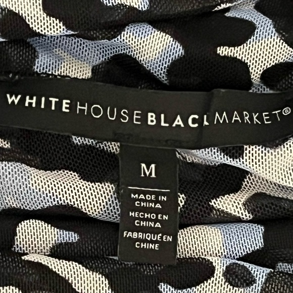 White House Black Market Chic blue Long Sleeve edgy sheer Mesh cowl Turtleneck - Picture 3 of 8